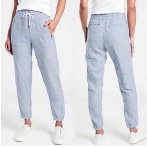 NWOT ATHLETA Cabo Linen Jogger Pants {530642} Chambray Blue Size 16